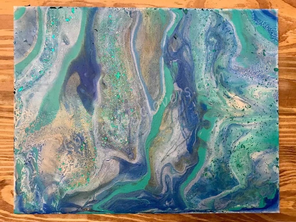 acrylic pour painting by child artist