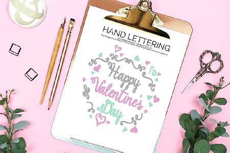 Free Hand Lettering Practice Sheet for Valentine’s Day